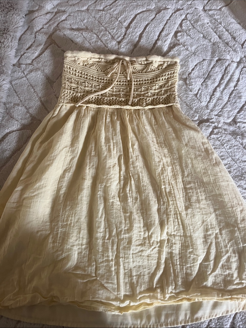 Hollister Cream Crochet Waist Skater Dress